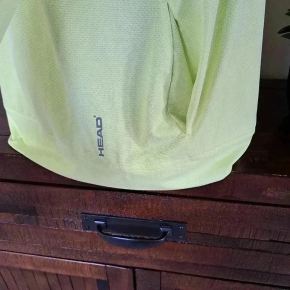 ❤️ Head Hoodie Cool Down Lightweight Large Bright Yellow Stretch Zip Active Top - Picture 8 of 15